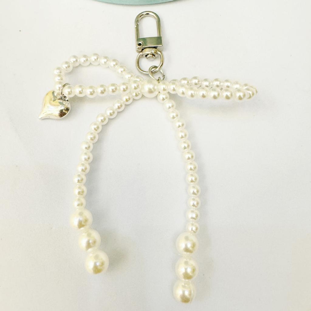 Chic Beaded Bowknot Key Rings Keychain Pendant Practical Phone Straps Stylish Accessory for Keys Purses and Backpacks