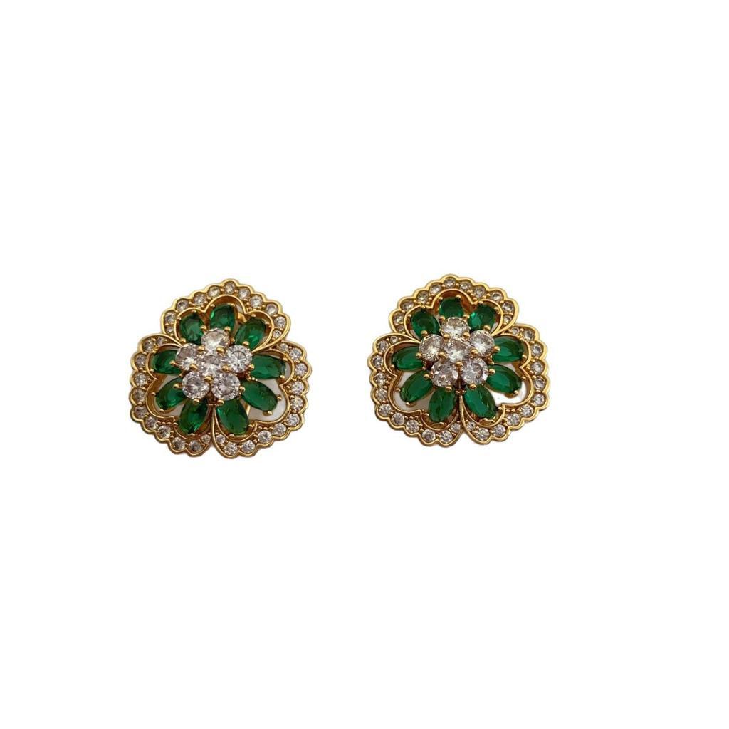 Romantic Three-Dimensional Flower Stud Earrings Inlaid With Zircon Light Luxury Exquisite Shining Versatile Temperament High-End Stud Earrings
