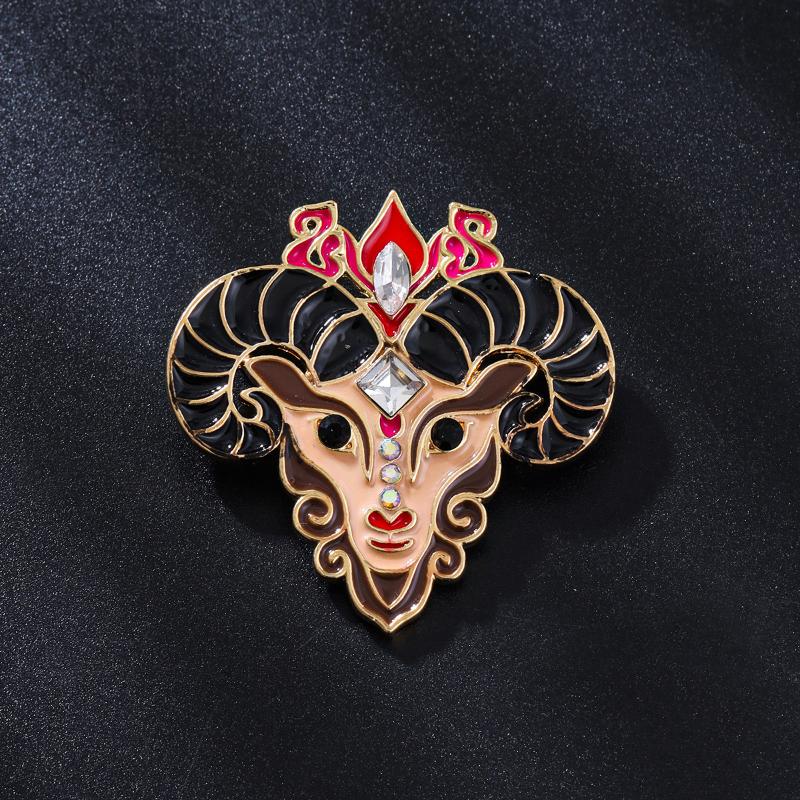 Unique Rhinestone Goat Brooch Scratch-resistant Alloy Animal Sheep Pin for Women Men Formal Wear Decoration Gift