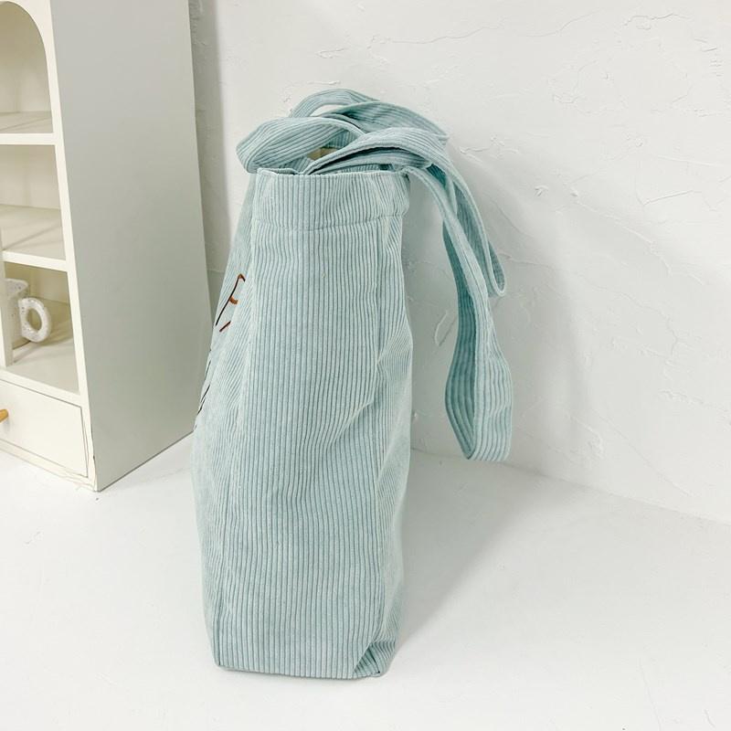 Torba na ramię z haftem literowym Torba na zakupy Torba płócienna z sztruksu Damska torebka