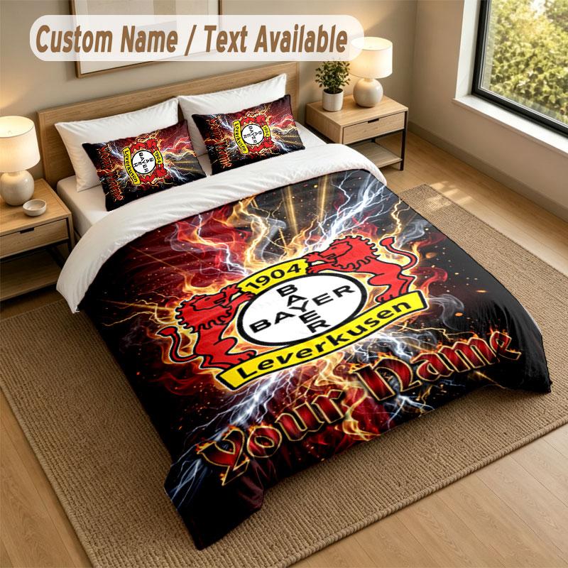 Bedding Set 1 Duvet Cover 2 Pillowcases Bayer Leverkusen Football Print Soft Bed Linen Bedroom Decor