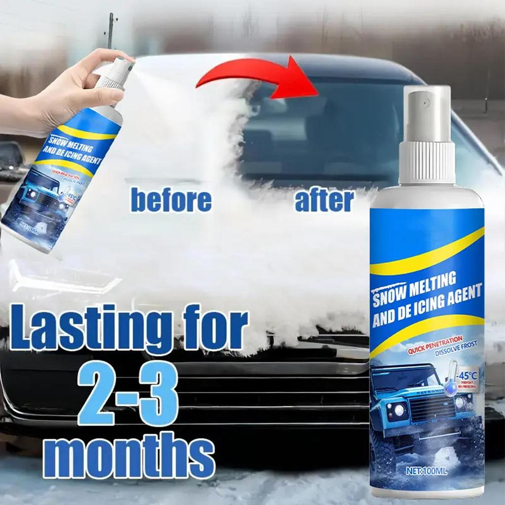 Deicer Spray For Car Windshield 100ml Anti-Freeze Snow Remover Defroster Spray Car With Scraper And Towel For Automotive Trucks