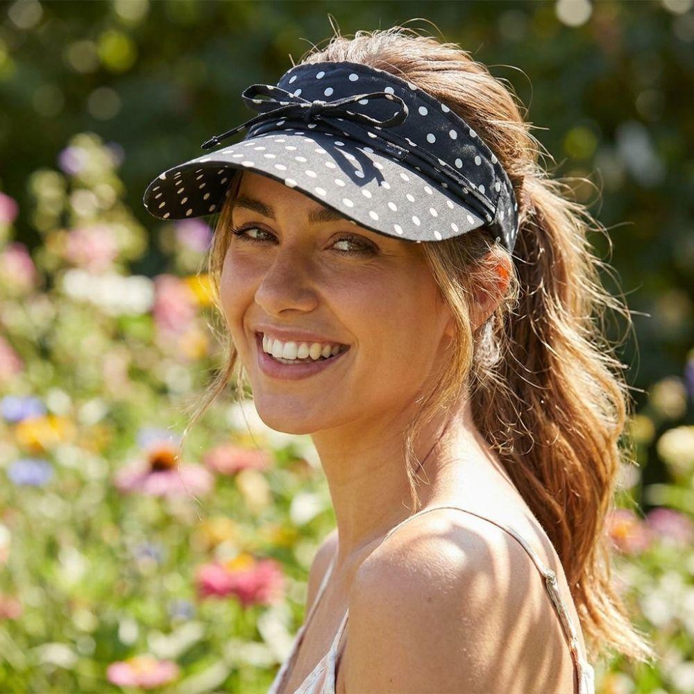 Bow Decor Sun Hat Polka Dot Duckbill Cap Sweet Visor Hat  Outdoor Travel Beach