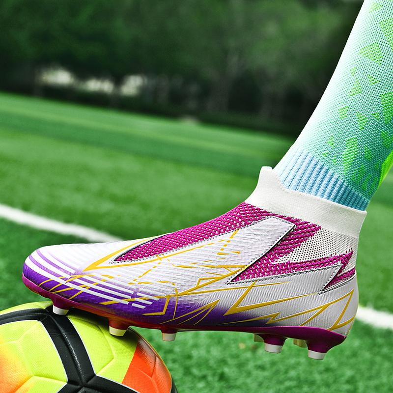2025 Fashion Long Spikes Football Boots Breathable High Top Non-slip Training Women's Soccer Shoes Big Size 47 Sneaker Shoes Men