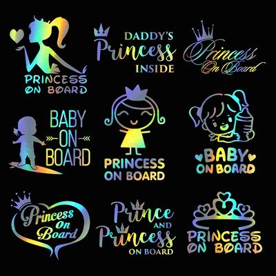 Lustige 3D-Autoaufkleber Prinzessin Baby an Bord Vinyl Aufkleber Mädchen Tochter Warnzeichen Aufkleber auf Auto Auto Styling