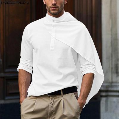Chemises à manches longues pour hommes, boutons superposés, décontractées, amples et irrégulières