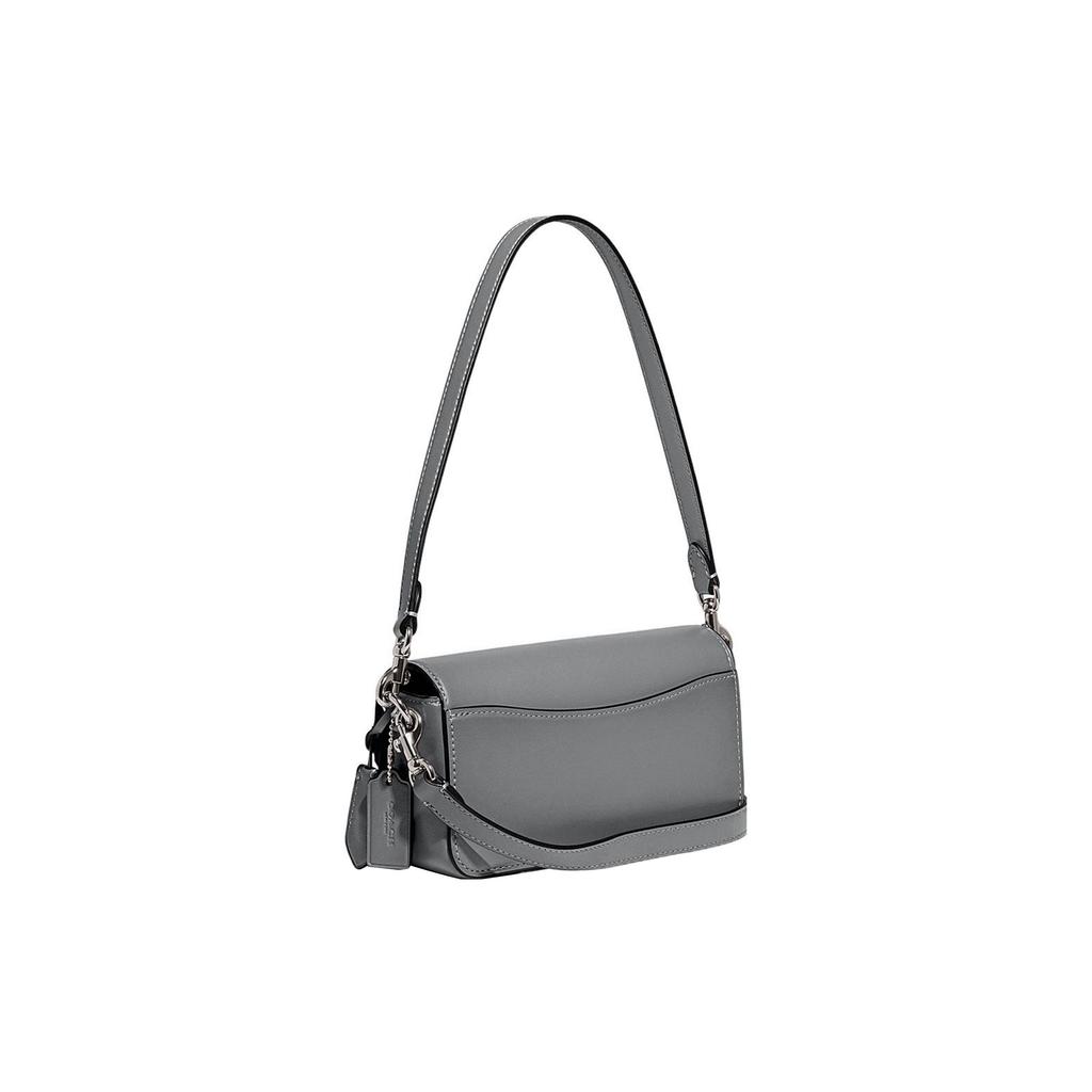 Coach Studio Gray Smooth Leather Shoulder Bag, Signature C Logo Turnlock Silver Hardware Detachable Strap, Women's Daily Party Travel CE331-LHN19