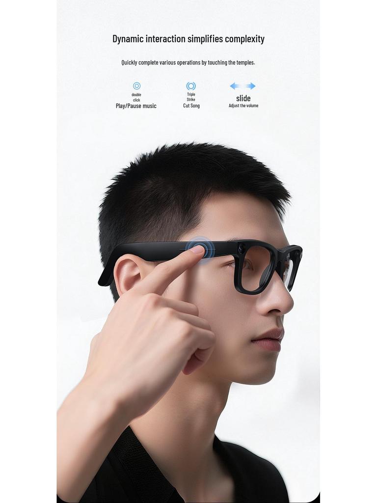 KI Smart 800W HD Video Bluetooth Brille: Kamera, Erkennung, Übersetzung & Musik