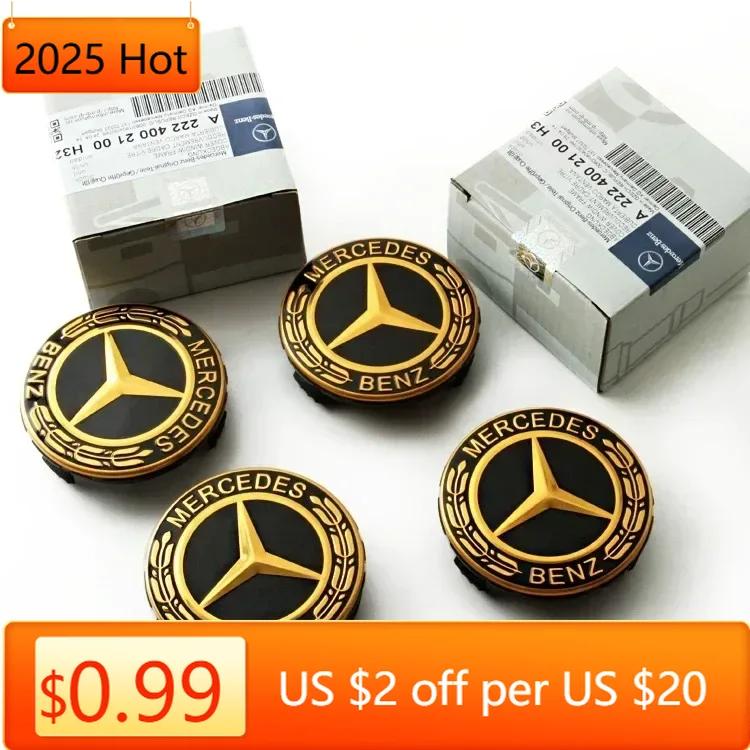 2025 Caldo 4 pezzi 75mm per Mercedes-Benz Classe B/C/E/S Classe A C200L GLC GLK CLA Copricerchi Centrali per Ruote Auto Copertura decora Accessorio