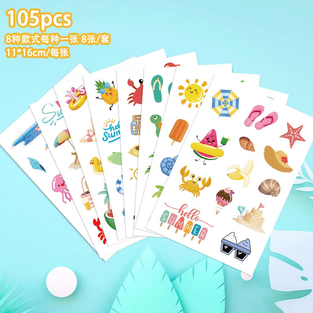 8 Summer Ice-cold Stickers Can Be Waterproof Diary Hand Stickers Gu Card Stickers DIY Decorative Stickers