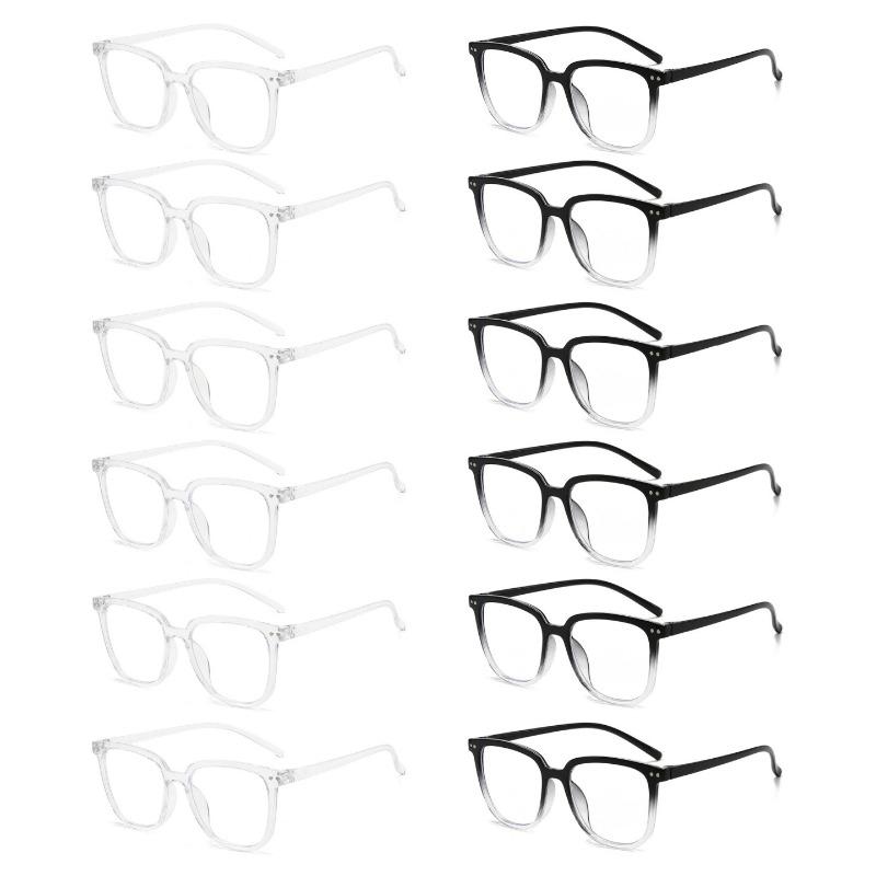 12pcs Anti-radiation Eyeglasses Transparent Square Men and Women Blue Light Glasses