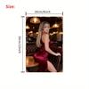 pc Vintage D Flat Iron Sign Golden Chandelier Red Dress Silhouette Wall Decor for Living Room Game Room Bar xin Metal Art