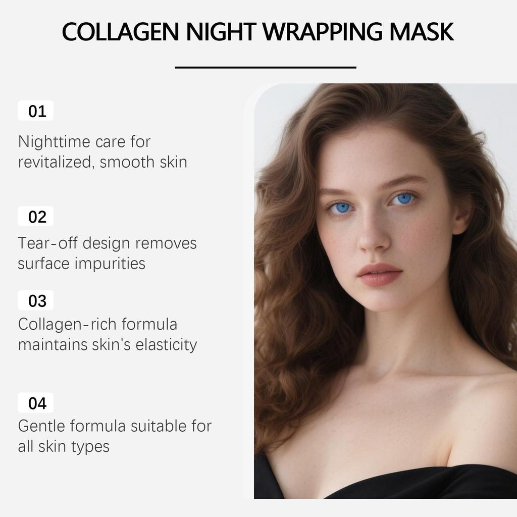 Collagen Overnight Peel Off Mask with Hyaluronic Acid Niacinamide Brightening Hydration Glow Revival Exfoliating Face Mask 75g