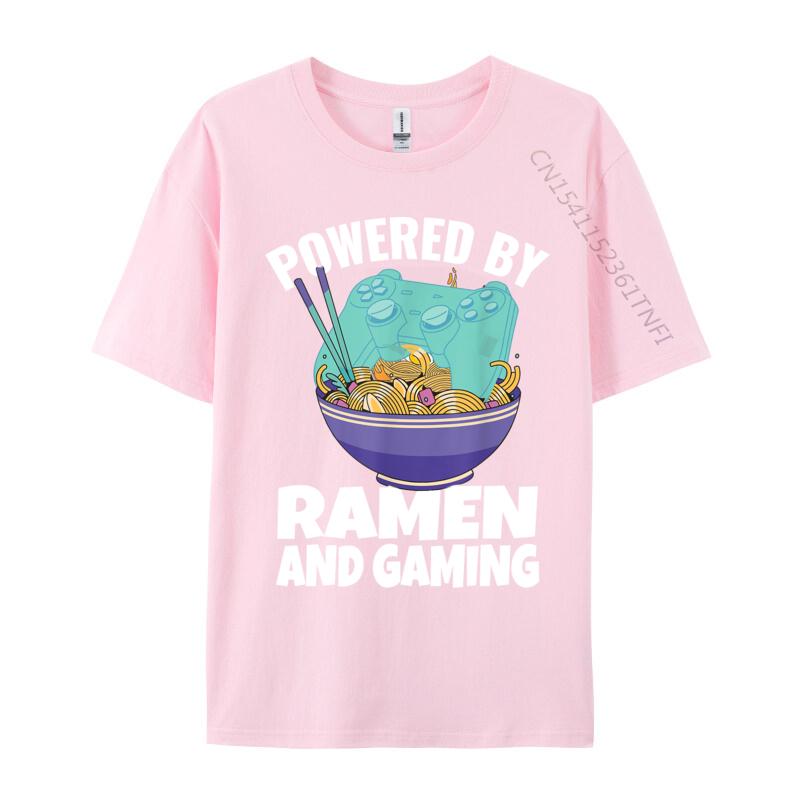 Powered By Ramen And Gaming Gamer Family Cotton Men's Top T-shirts Design Tops Tees Designer Tops Shirt Drop Shipping