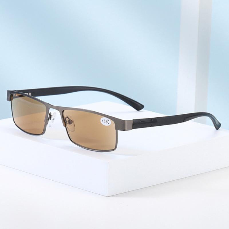 May Flower Metall-Lesebrille für Damen Herren Braune Gläser Sonnenleser Stilvoll Leicht Langlebig