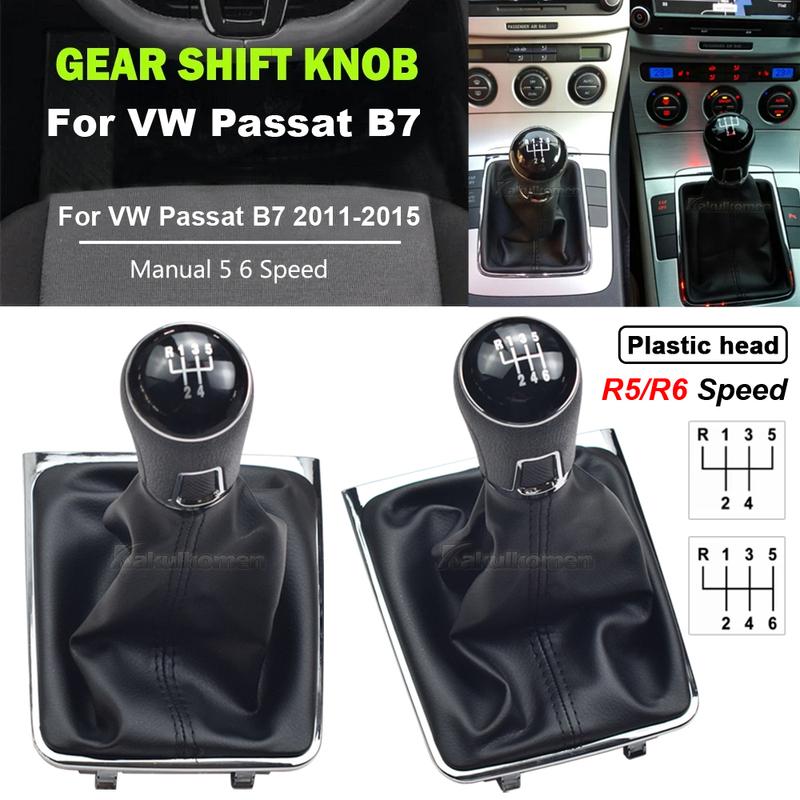 New Durable Car-Styling 5 / 6 Speed Gear Stick Lever Shift Knob With PU Leather Boot For VW Passat B7 2011 2012 2013 2014 2015