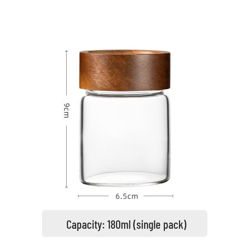 Acacia Wood Lid Airtight Borosilicate Glass Storage Jar for Cereal, Grains, and Coffee Beans