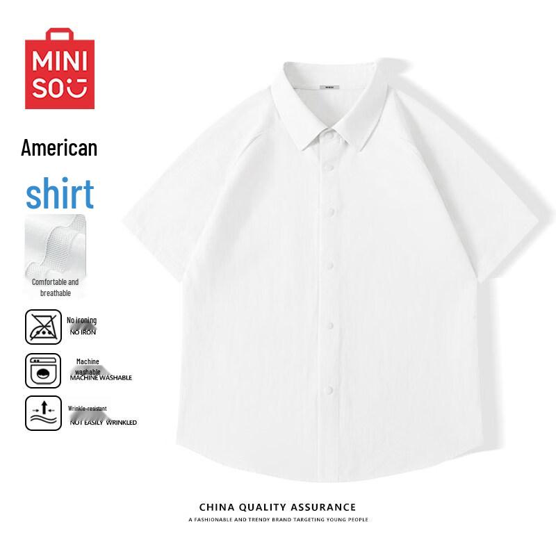 

MINISO Men s American Style Breathable Short Sleeve Shirt 3XL