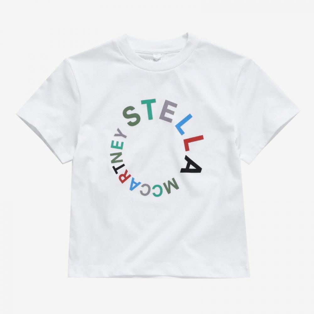 Stella Mccartney Tt8s31 Z0434 100 Round Logo Kids Short Sleeve Tee