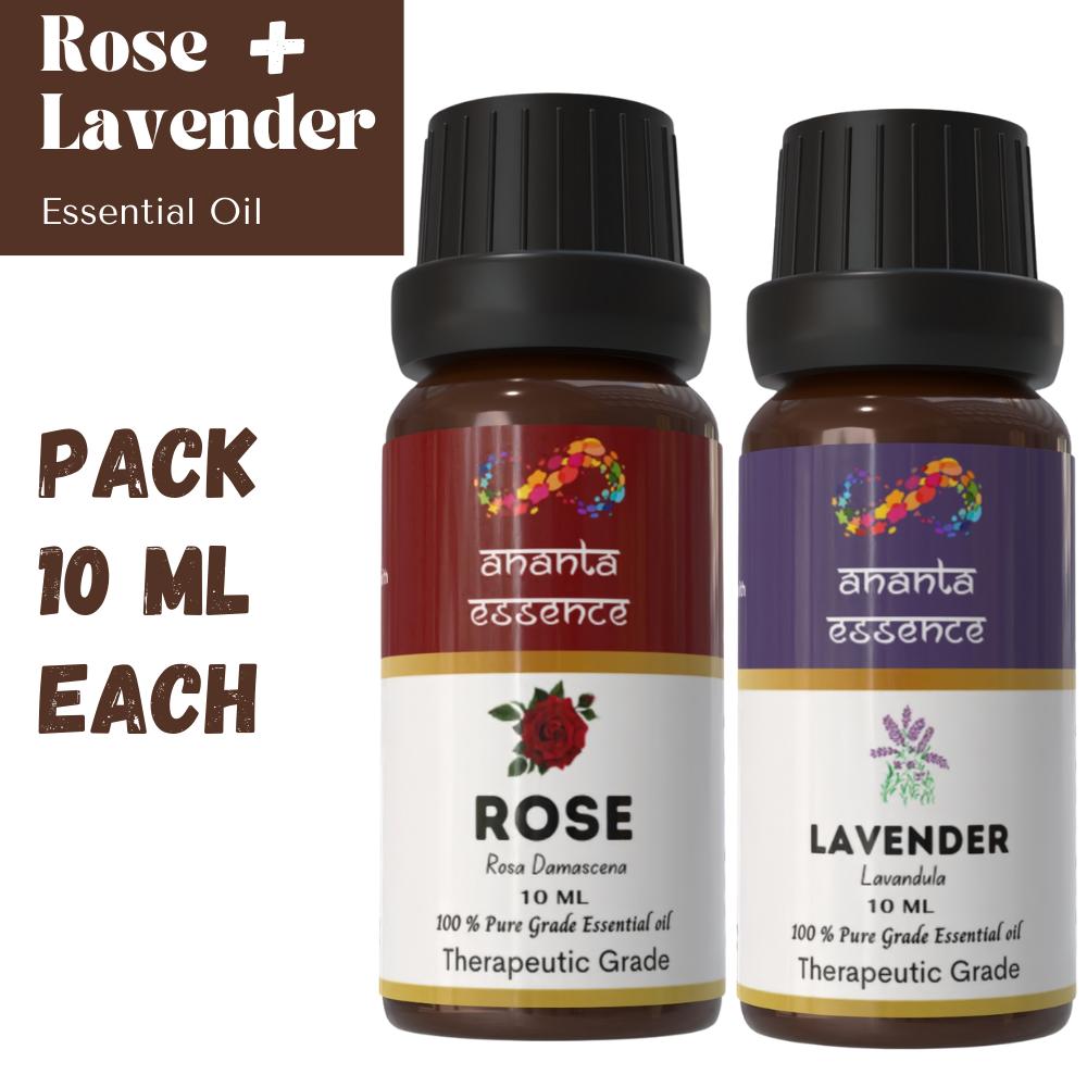 Rose & Lavender Essential Oil Combo for Aromatherapy & Home Fragrance | Essential Oils for Diffuser & Soap Making