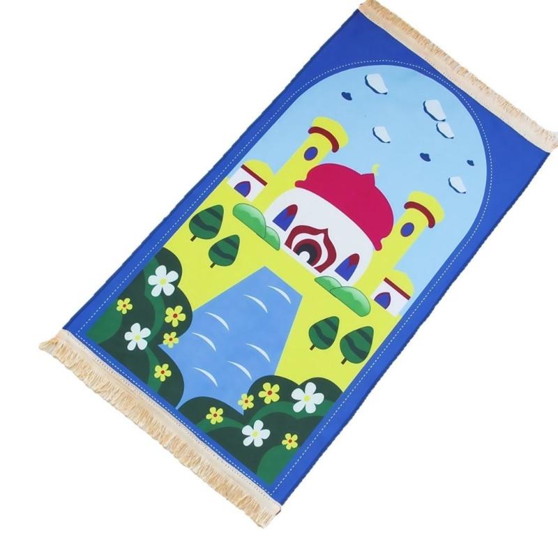 Cartoon Print Prayer Mat Worships Blanket Worship Floor Carpet Nonslip Soft Portable Travel Praying Rug Ramadans Gift