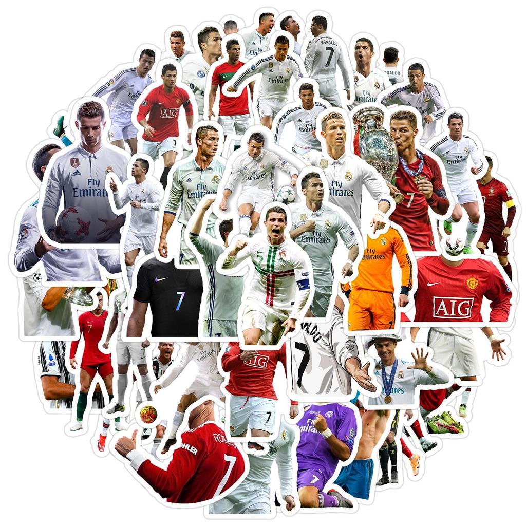 Cristiano Ronaldo Waterproof Graffiti Stickers for Water Bottles & Phones - Creative Football Design, Pack of 50