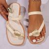 Fashion Women's Fashion Flip-flops Summer New Square Head Open Toe Metal Buckle Soft Sole Non-slip Flat Shoes