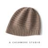 Women's Classic Striped Knit Hat - Warm, Ear-Protective, Solid Color Fashion for Autumn & Winter