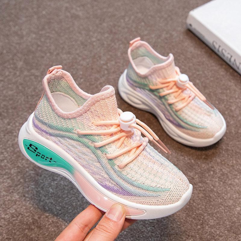 Girls' Sports Shoes 2025 New Spring and Autumn Boys' Coconut Shoes Flying Woven Casual Net Shoes Children's Breathable Running Shoes Tide