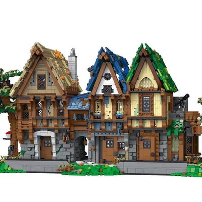Medeltida Smedja Magiskt Hus Krog Byggklossar Stadsgata Vy Tegelstenar Set Vuxen Skrivbordsdekorationer Barnleksak Present