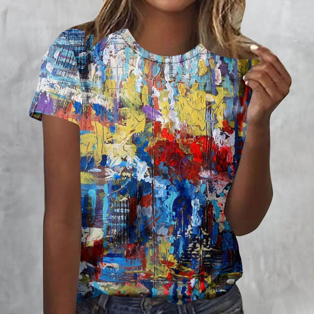 Vintage Oil Painting 3D Print T-Shirts Women Casual O-Neck Short Sleeve T Shirt Harajuku Tees Streetwear Y2k Top Female Clothing