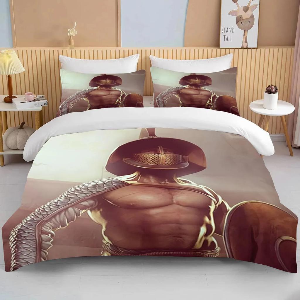 10 Sizes Cartoon Roman Gladiator Bedding Set Colorful Home Textile Duvet Covers Pillowcases Bedclothes Boys Gift Bedding Set