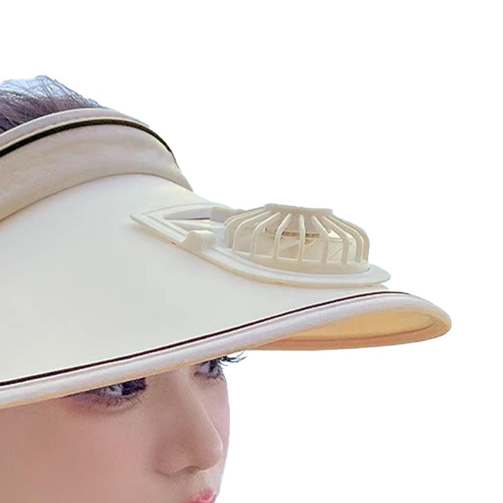Klobouky se sluneční clonou s ventilátorem Velkoplošné sluneční clony pro ženy Děti Nastavitelný USB dobíjecí klobouk s ventilátorem Béžový