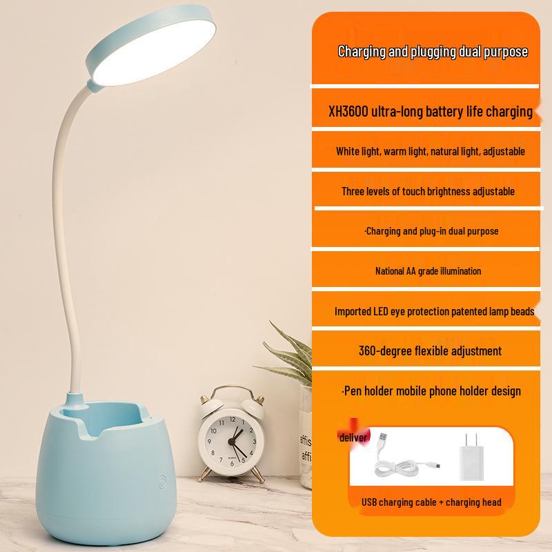 LED Rechargeable Desk Lamp - Eye Protection for Students and Children, Ideal for Bedrooms or Dorms