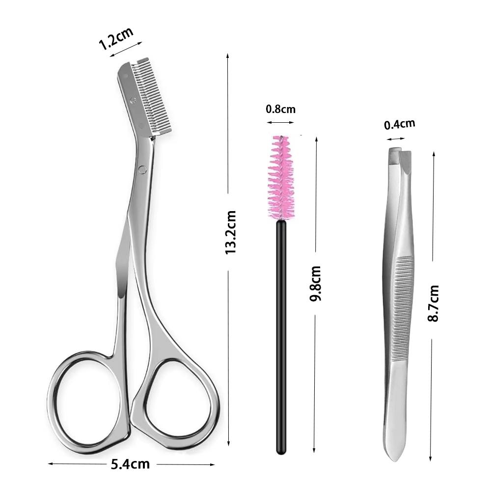 3Pcs Stainless High Quality Eyebrow Trimming Tool With Eyebrow Comb&Trimmer Eyebrow Scissors.Perfect Tools For Trimming