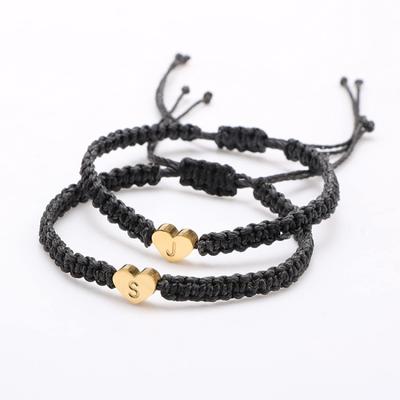 New Hand-woven Gold Love Heart English 26 Letters Couple Stainless Steel Bracelet Bracelet