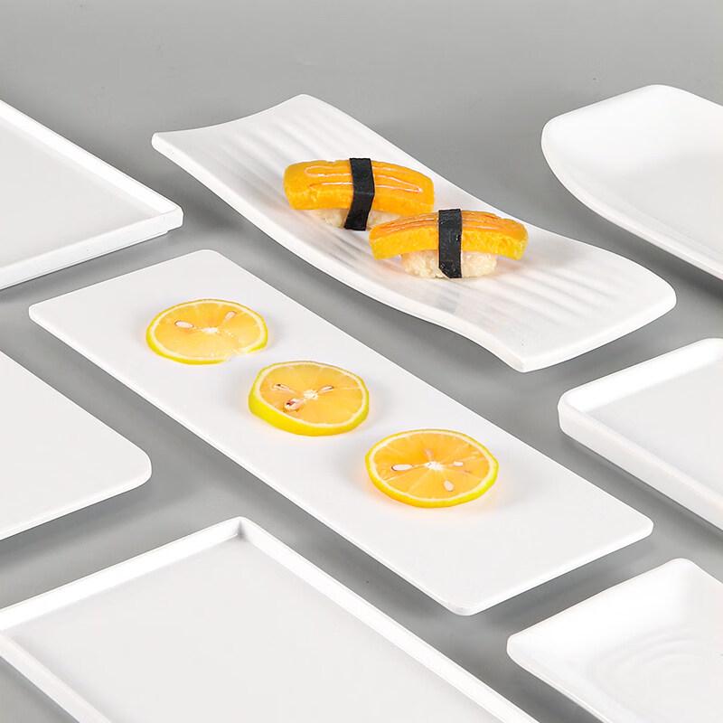 Chinese Style Rectangular Melamine 3-Compartment Dumpling Plate