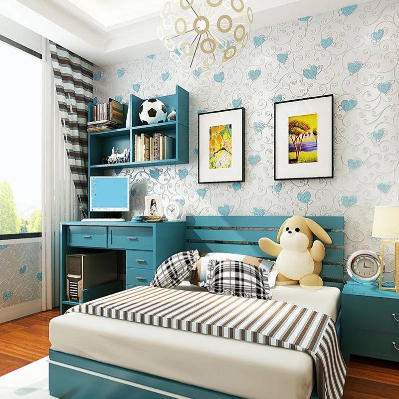 Sweet Cartoon 3d Embossed Heart Pattern Wallpaper Kids Rooms Pink Girl Bedroom Decor Wallpapers Self Adhesive Wall Paper