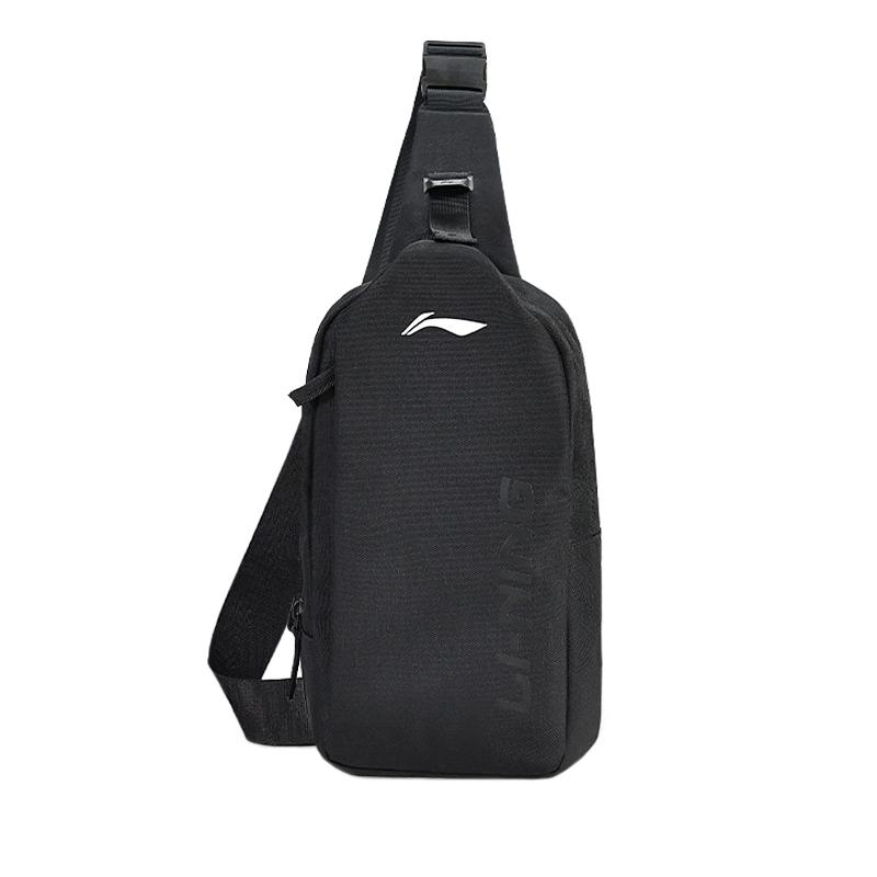 Li-Ning Minimalist Classic Brand Logo Fabric Chest Bag Regular Men bags Black XMX011