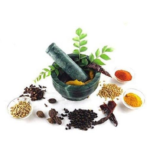 Mortar and Pestle Set, Kharad, Masher Spice Mixer Okhli and Musle Kharal for Kitchen 4 Inches, Green Colour