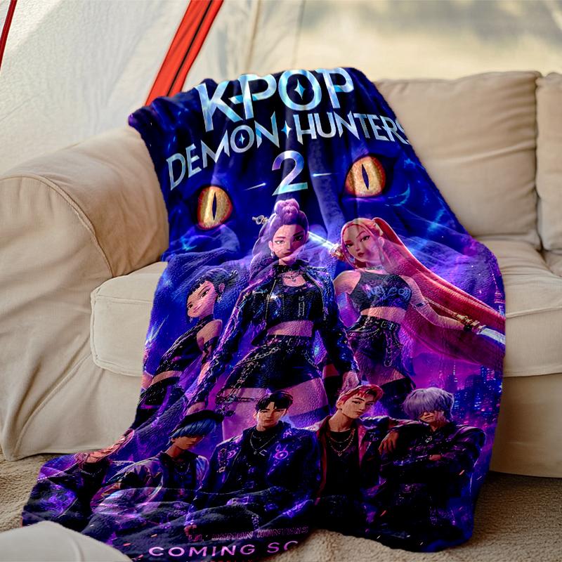 1pc Cozy Print Blanket, Kpop Demon Hunters Blanket Appropriate for Home Picnic and Travel Adventures