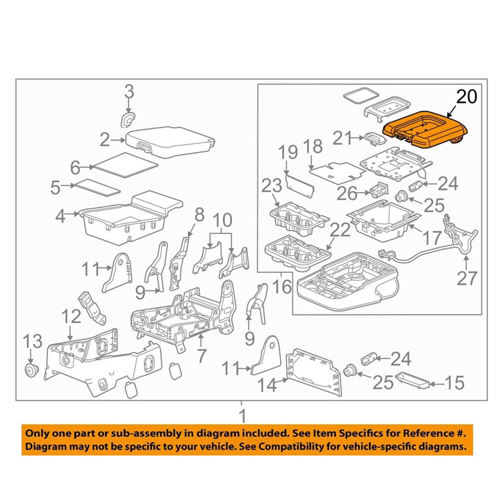 For 14-17 Silverado Sierra Middle Seat Black Console Armrest Lid Cover 22881398