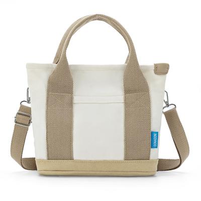 [Sitengle] Women's Canvas Tote Bag, Shoulder Bag, 2-Way Crossbody Bag with Dividers, Mini Tote, Small Diaper Bag, Lunch Bag, Handbag, Simple, Solid