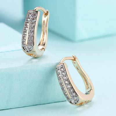 925 Sterling Silber 18k Gold U-förmige Zirkonia Creolen für Frauen Silberschmuck