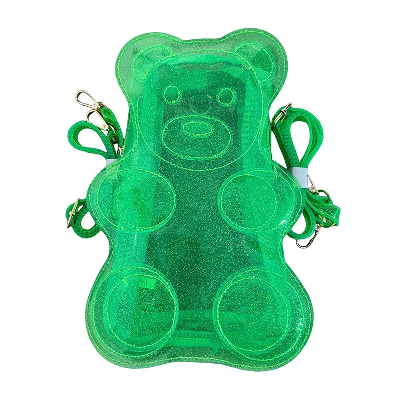 PVC Transparenter Rucksack Bonbonfarbe Y2K Umhängetasche Niedliche Bärenform für Teenager-Mädchen Schule und Täglichen Gebrauch