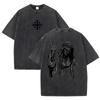 Horké tričko Ježíš s trnovou korunou Vintage Washed Grey Grafické tričko Unisex Ležérní náboženský top Retro Oversized Krátký rukáv