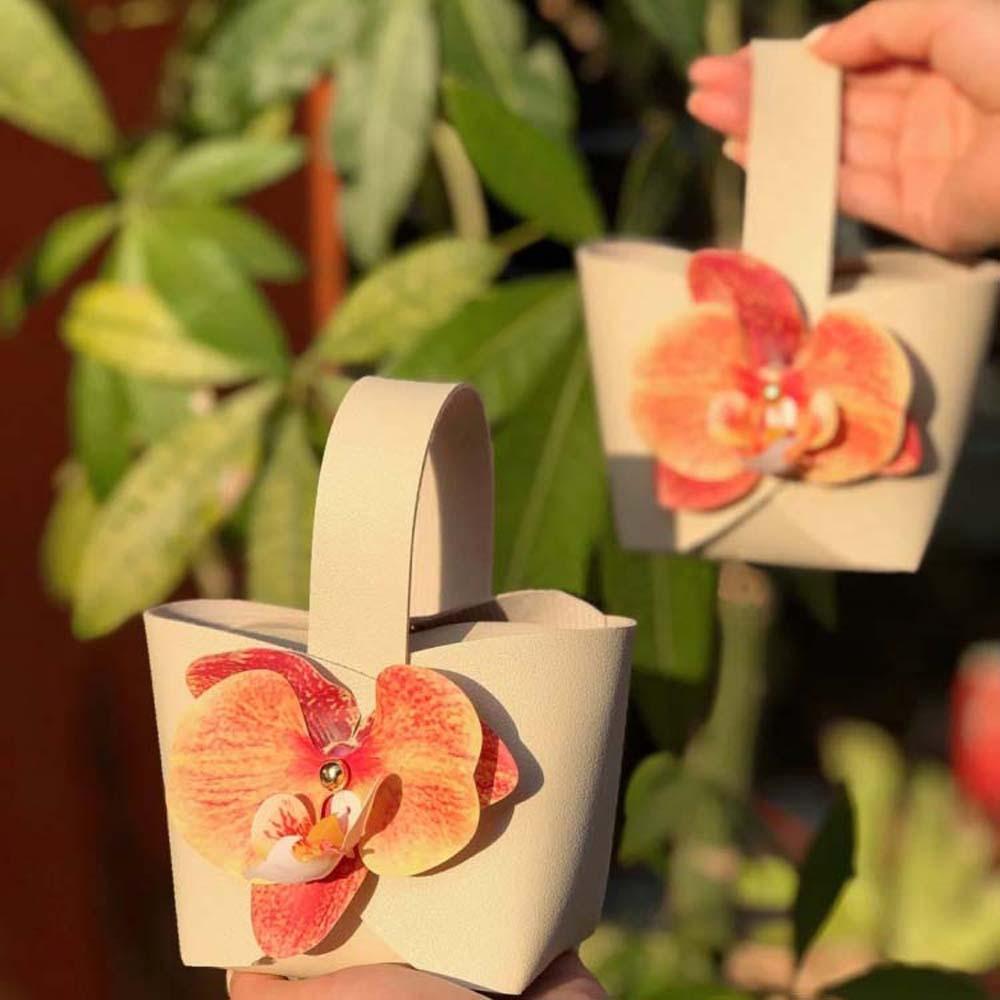 

2/4pcs Korean Style Orchid Flower Handbag Anti-splash Water Wedding Candies Bag Women Style 2