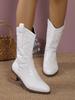 Plus size new European beauty mid-leg solid color pointed toe adult Martin boots block heel boots