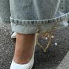 Salircon Trendy Gold Color Love Heart Imitation Pearl Tassel Chain Pendant Anklets Women Exquisite Charm Aesthetic Jewelry Gift