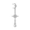 Sexy Women's Charm Moon Star Pendant Perforated Navel Ring Music Festival Jewelry Accessories Hexagram Belly Button Piercing